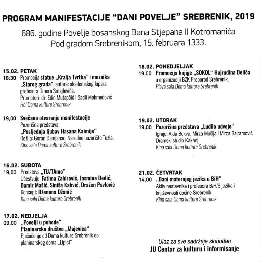Program manifestacije Dani povelje 2019