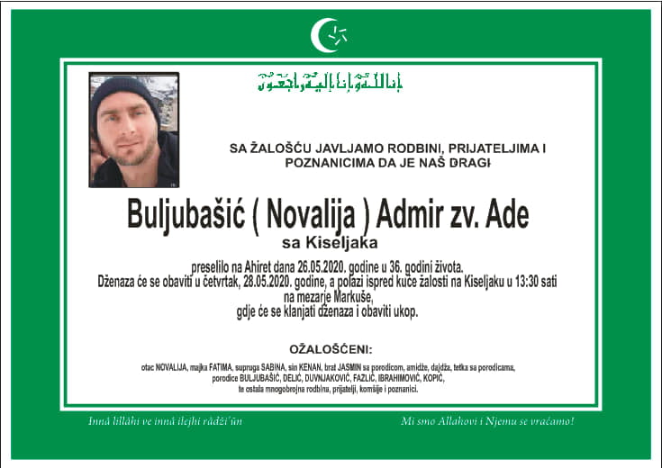 Posmrtnica Buljubasic Admir