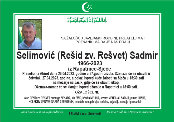 sadmir posmrtnica