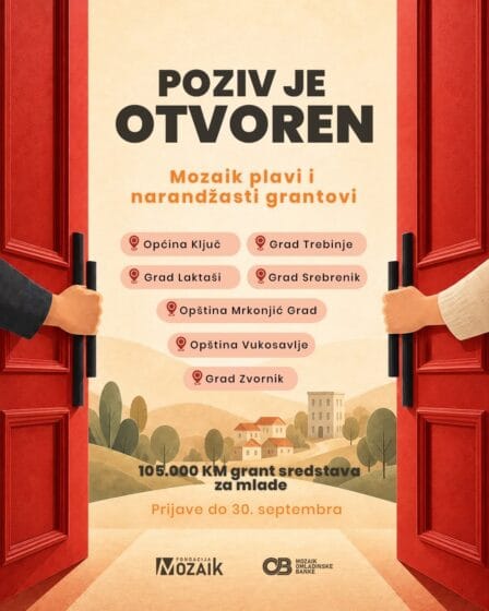 FONDACIJA MOZAIK OBJAVLJUJE POZIV ZA MLADE NA TERITORIJI GRADA SREBRENIKA