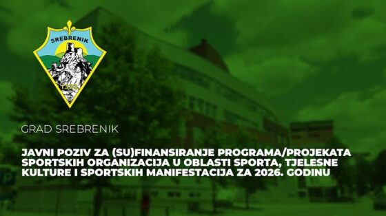 Javni poziv za (su)finansiranje programa/projekata sportskih organizacija u oblasti sporta, tjelesne kulture i sportskih manifestacija za 2026. godinu